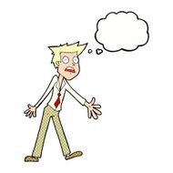 cartoon stressed man with thought bubble N62