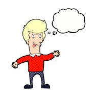 cartoon man sticking out tongue with thought bubble N26