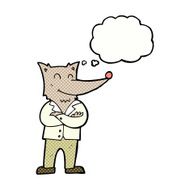cartoon wolf in shirt with thought bubble N6