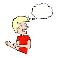 cartoon stressed man with thought bubble N63
