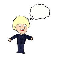 cartoon happy man with thought bubble N420