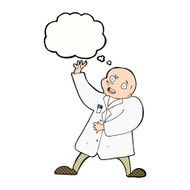 cartoon mad scientist with thought bubble N10