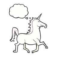 cartoon unicorn with thought bubble N38