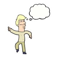cartoon worried man pointing with thought bubble N27