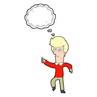 cartoon man pointing with thought bubble N176