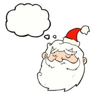 cartoon santa claus face with thought bubble N9