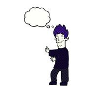 cartoon excited vampire with thought bubble N10