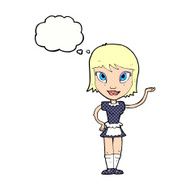 cartoon maid with thought bubble N36