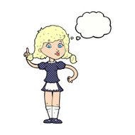 cartoon pretty maid woman with thought bubble N9