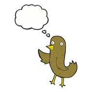 funny cartoon bird with thought bubble N123