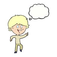 cartoon happy pointing man with thought bubble N18