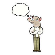 cartoon friendly werewolf with thought bubble N10