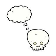 cartoon spooky skull symbol with thought bubble N2