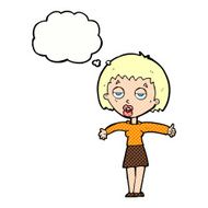 cartoon bored woman with thought bubble N28