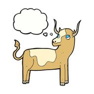 cartoon cow with thought bubble N35