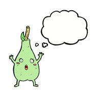 cartoon frightened pear with thought bubble N9