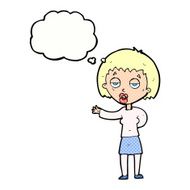 cartoon bored woman with thought bubble N29