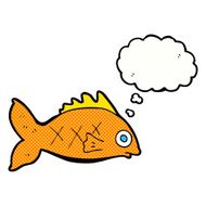 cartoon fish with thought bubble N84