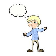 cartoon annoyed boy with thought bubble N37