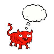cartoon little demon with thought bubble N27