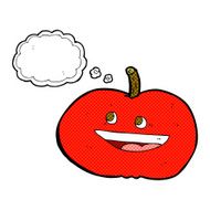 cartoon happy apple with thought bubble N9
