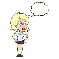 cartoon woman with hands on hips thought bubble N201