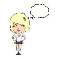 cartoon happy woman with thought bubble N238