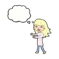 cartoon happy girl with thought bubble N87