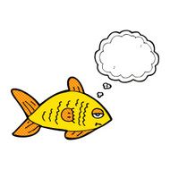 cartoon funny fish with thought bubble N14