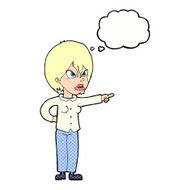 cartoon woman accusing with thought bubble N10