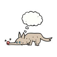 cartoon dog sniffing floor with thought bubble N3