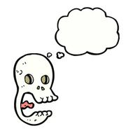 funny cartoon skull with thought bubble N19
