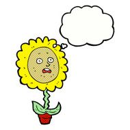 cartoon flower with face thought bubble N22