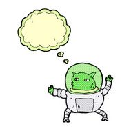 cartoon alien with thought bubble N10