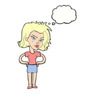 cartoon woman with hands on hips thought bubble N202