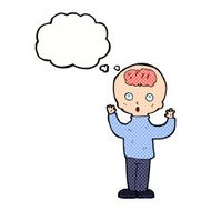 cartoon genius with thought bubble N9