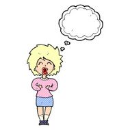 cartoon screaming woman with thought bubble N10