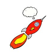 cartoon rocket with thought bubble N5