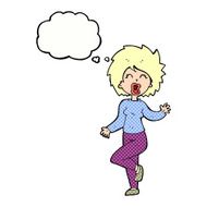 cartoon woman dancing with thought bubble N28