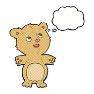 cartoon happy little teddy bear with thought bubble N4