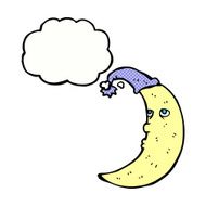 sleepy moon cartoon with thought bubble N7