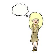 cartoon female spy with thought bubble N29