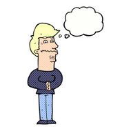 cartoon nervous man with thought bubble N127