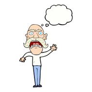 cartoon angry old man with thought bubble N130