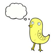 funny cartoon bird with thought bubble N124