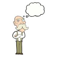 cartoon angry old man with thought bubble N131