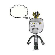 funny cartoon robot with thought bubble N45