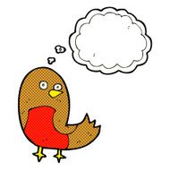 cartoon robin with thought bubble N29