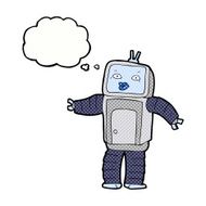 funny cartoon robot with thought bubble N46