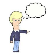 cartoon man blaming with thought bubble N10